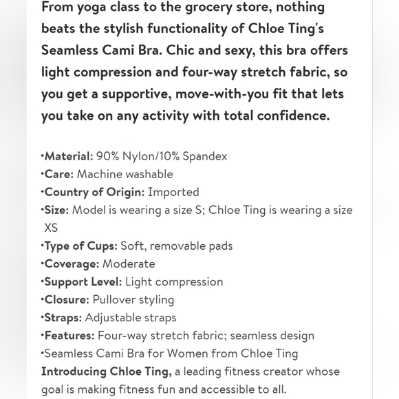 NWT CHLOE TING WOMEN'S PRINTED  SEAMLESS CAMI BRA - Picture 6 of 7